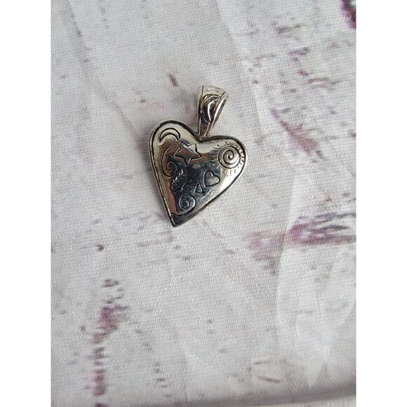 Lia Sophia Heart Reversible Silver Tone Double Sided Pendant Charm Slide - Picture 2 of 3